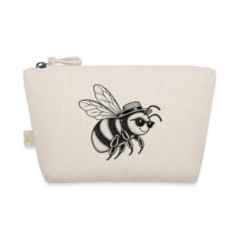 Vintage Hummel mit Sonnenbrille – Line Art - Bio-Täschchen - Natur - Vorne