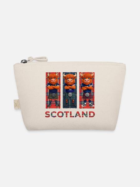 Highland-Kuh in Tartan-Kilts - Bio-Täschchen - Natur