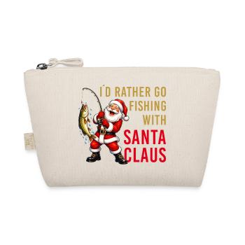 Fishing with Santa Claus Angler Weihnachten  - Bio-Täschchen - Natur - Vorne