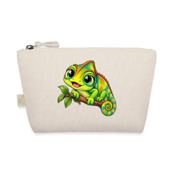 Chamäleon Kawaii Style – Süßes Reptil - Bio-Täschchen - Natur - Vorne