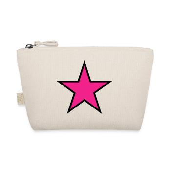 Pink Star auf Schwarz - Bio-Täschchen - Natur - Vorne