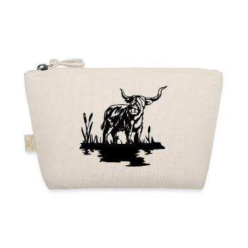 Schwarzes schottisches Highlander-Design - Bio-Täschchen - Natur - Vorne