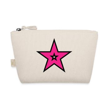 Pink Star auf Schwarz - Bio-Täschchen - Natur - Vorne