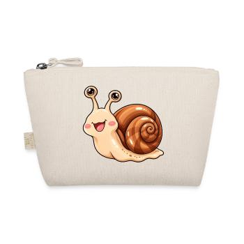 Schnecke Kawaii Style – Süßes Schneckenmotiv - Bio-Täschchen - Natur - Vorne