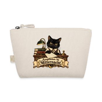 Schwarze Katze als Bibliothekarin - Bio-Täschchen - Natur - Vorne