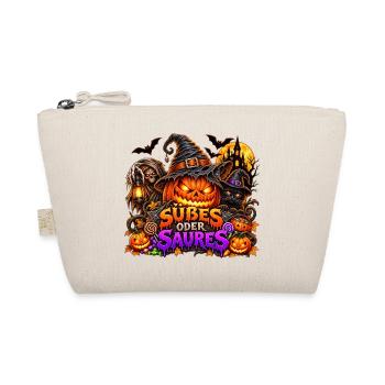 Süßes oder Saures Halloween Kürbis - Bio-Täschchen - Natur - Vorne