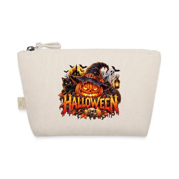 Halloween Kürbiszauber mit Hexenkatze - Bio-Täschchen - Natur - Vorne
