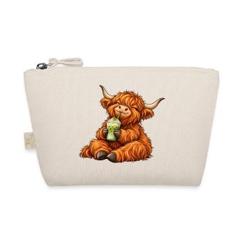 Highland Cattle mit Matcha Latte – Kuhmotiv - Bio-Täschchen - Natur - Vorne
