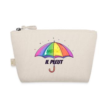 Il Pleut – Lustiger Regenschirm mit Humor - Bio-Täschchen - Natur - Vorne