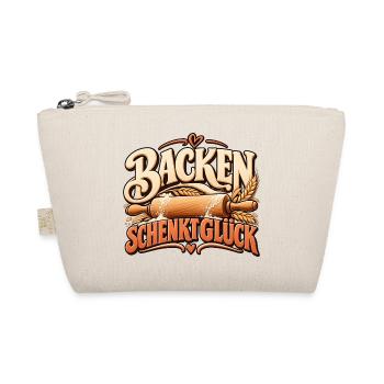 Backen schenkt Glück Backmotiv mit Teigrolle - Bio-Täschchen - Natur - Vorne