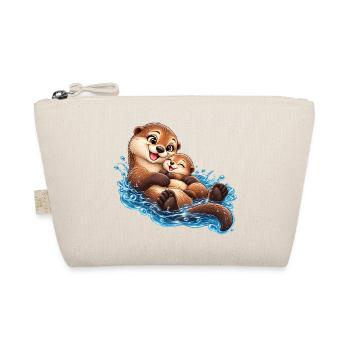 Ottermutter mit Baby – Süße Otter Kuschelzeit - Bio-Täschchen - Natur - Vorne