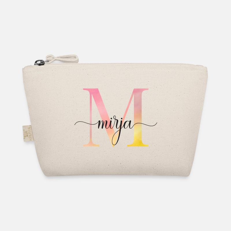 M | Monogram | Name | Mirja |Watercolor Organic Pouch