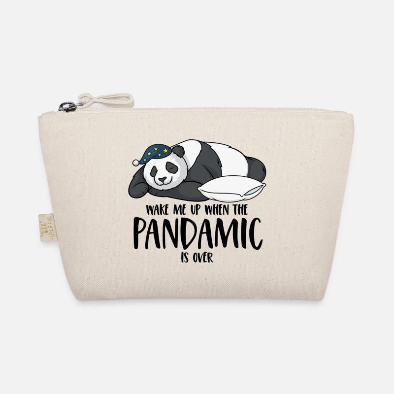 Panda saying Wake me up when the pandamic is over - Organic Pouch - nature
