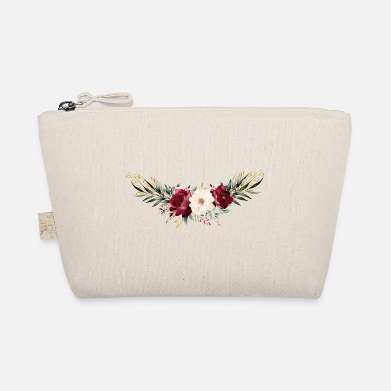 Rouge, Beige, Or, Cercle, Fleurs Personnalisable Trousse biologique