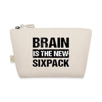 Brain is the new sixpack Smart Schlau Clever Humor - Organic Pouch - nature - Front