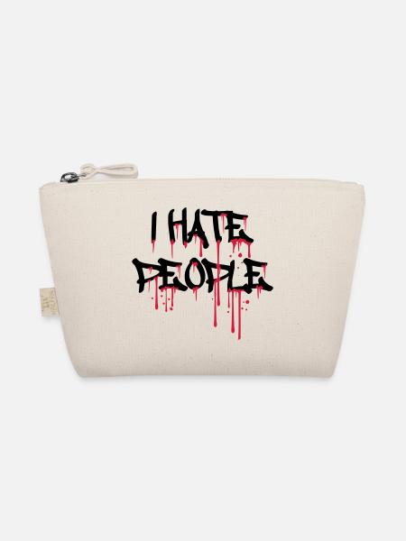 cool i hate people text graffiti spray drops blu - Organic Pouch - nature - Front