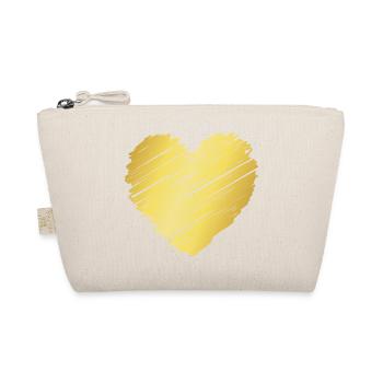 Golden Brush Heart – Elegant Heart Motif - Organic Pouch - nature - Front