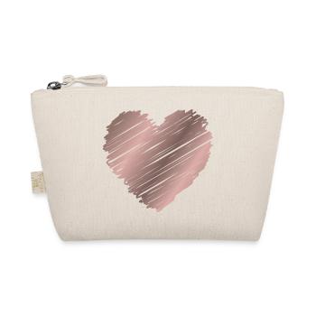 Rose Gold Brush Heart – Minimal Love Design - Organic Pouch - nature - Front