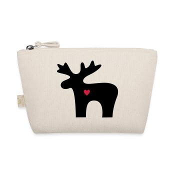 Moose heart love silhouette christmas - Organic Pouch - nature - Front
