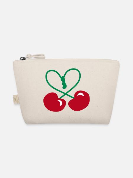 Rockabilly Kirsche Hertz Symbol patjila 2014 - Bio-Täschchen - Natur - Vorne