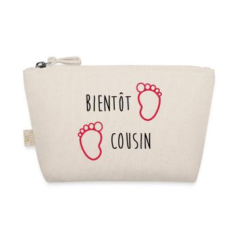 Bientôt Cousin / Cousine / Bébé / Naissance / Baby - Organic Pouch - nature - Front