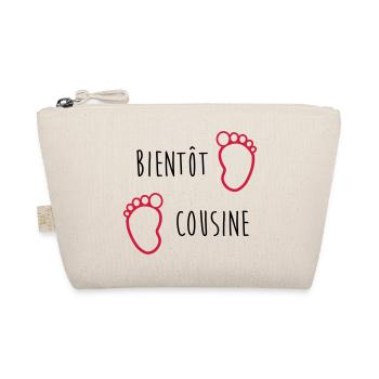 Bientôt Cousine / Cousin / Bébé / Naissance / Baby - Organic Pouch - nature - Front