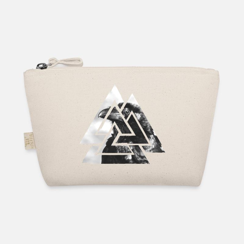 Valknut, Symbol von Odin - Mit schwarzem Raben - Bio-Täschchen - Natur