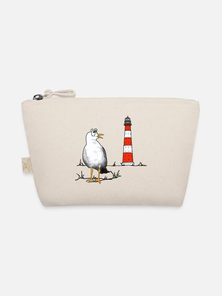 Möwe, Leuchtturm, Meer, bereinigt - Bio-Täschchen - Natur