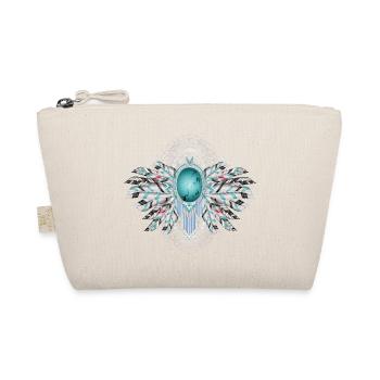 Artful bird feathers with turquoise in ethno style - Organic Pouch - nature - Front