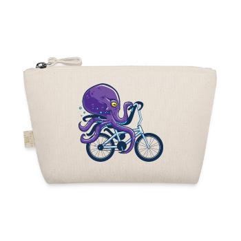 Octopus Riding Bicycle - Organic Pouch - nature - Front