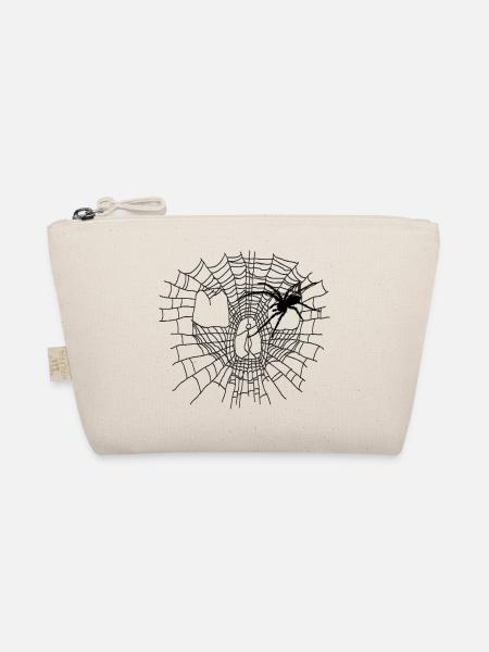 Halloween Spinngewebe in Skull-Form mit Spinne - Bio-Täschchen - Natur