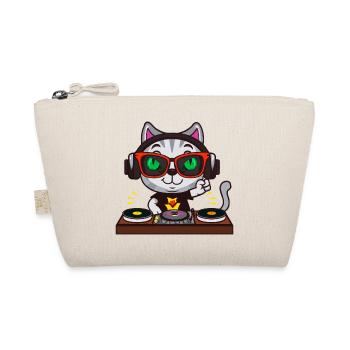 Katze Brille Turntable DJ Disco Club Nachtleben - Bio-Täschchen - Natur - Vorne