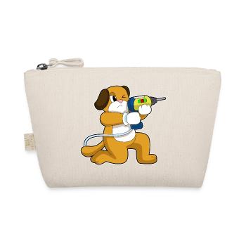 Hund Handwerker Bohrmaschine Handwerk - Bio-Täschchen - Natur - Vorne