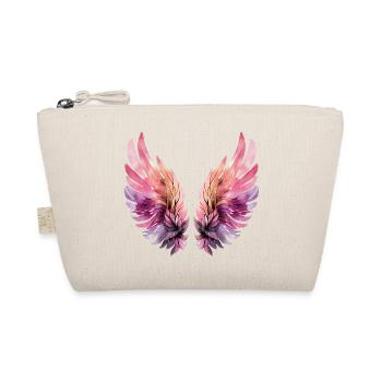 Pink and Purple Watercolor Wings - Organic Pouch - nature - Front