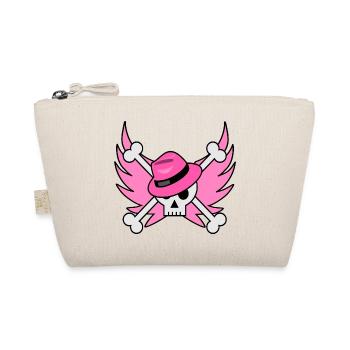 Flying skull with pink hat and pink wings - Organic Pouch - nature - Front