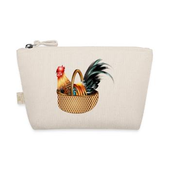 A magnificent colorful rooster sits in a basket - Organic Pouch - nature - Front