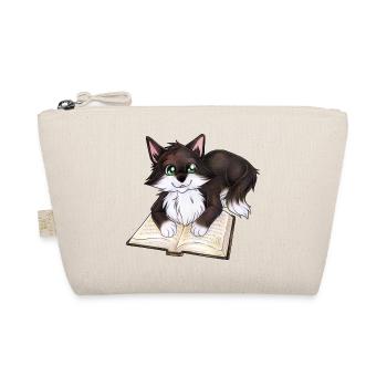 Niedliche Katze mit Buch Schwarzer Kater Geschenk - Bio-Täschchen - Natur - Vorne