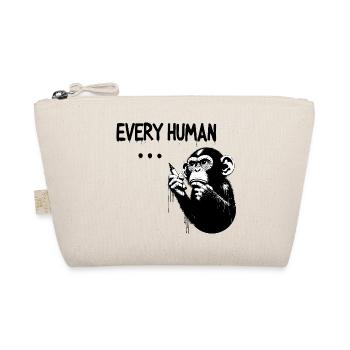 EVERY HUMAN ... | Thinking ape Banksy Style - Organic Pouch - nature - Front