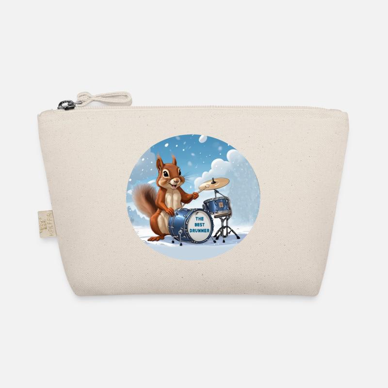 Squirrel plays drums in the snow Organic Pouch