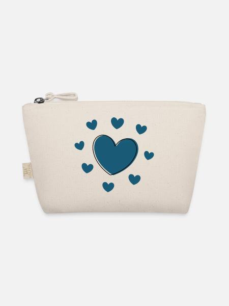 blaues Herz Valentinstag Geschenk - Bio-Täschchen - Natur