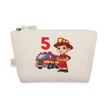5 Geburtstag Feuerwehrmann Feuerwehr Feuerwehrauto - Bio-Täschchen - Natur - Vorne