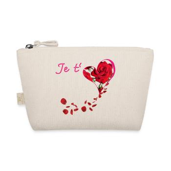 Je t aime avec son cœur de rose rouge - Trousse biologique - nature - Devant