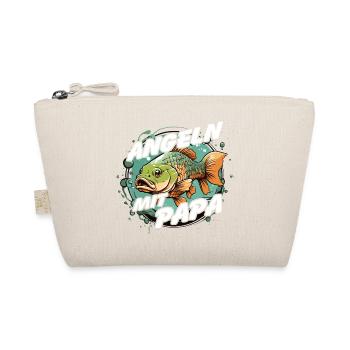 Angeln mit Papa mit buntem Fischdesign - Bio-Täschchen - Natur - Vorne