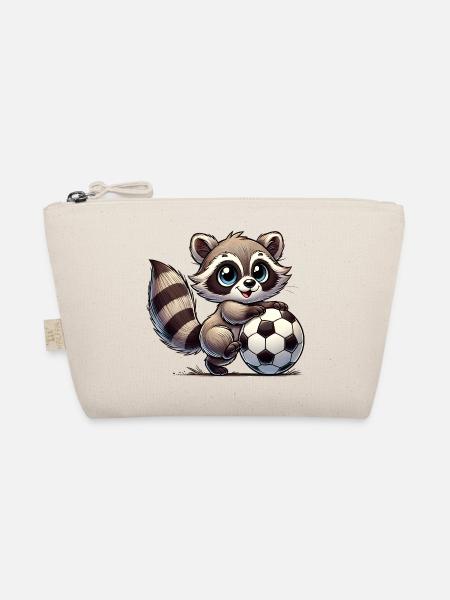 fröhlicher Waschbär, der mit einem Fußball spielt - Bio-Täschchen - Natur