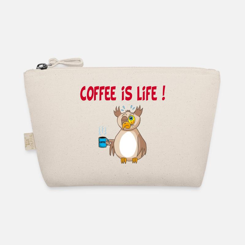 Eule und Kaffee (Englisch) Bio-Täschchen