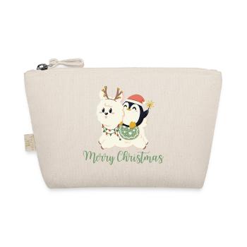Merry Christmas - Alpaca + Penguin for Christmas - Organic Pouch - nature - Front