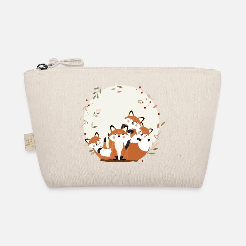 Happy fox family–Harmonious forest animal design Organic Pouch