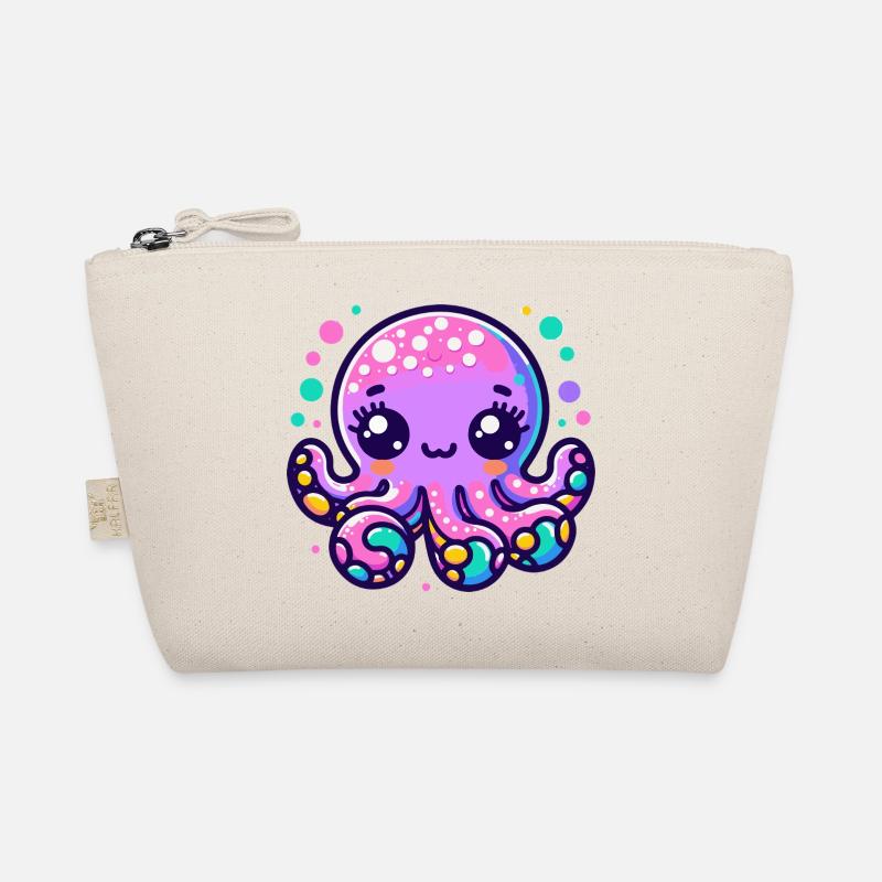 Kawaii Neon Octopus Illustration Organic Pouch