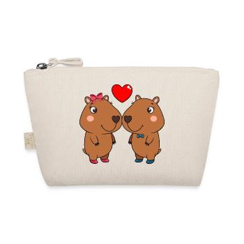 Duo of cute animals with heart - Organic Pouch - nature - Front