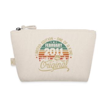 Born In February 2011 Vintage Gift - February 2011 - Organic Pouch - nature - Front